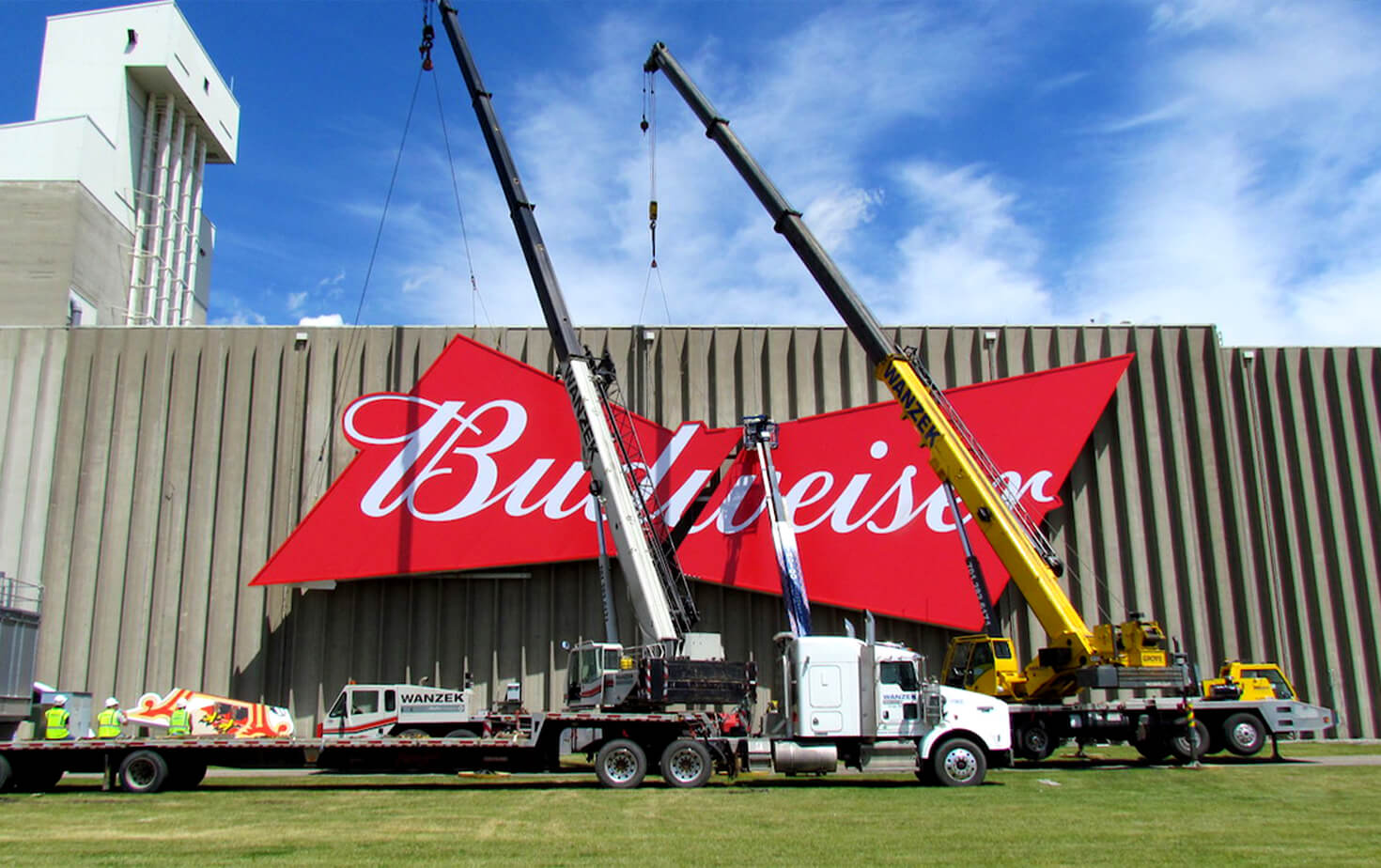 Budweiser Moorhead MN Largescale Wall Sign Install on Side of Building