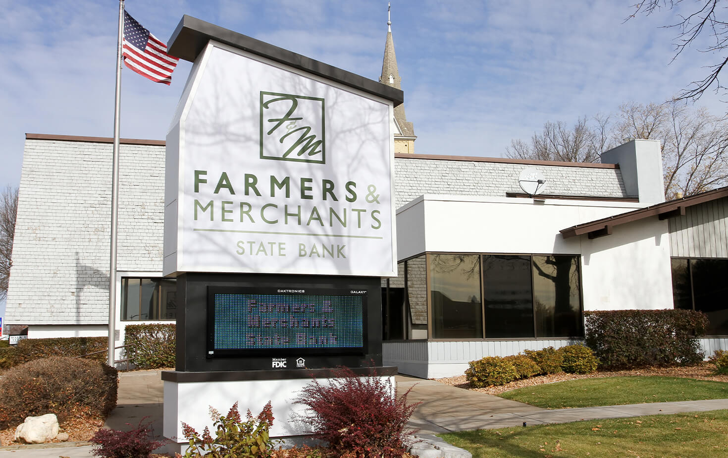 Farmers Merchants State Bank Monument Sign with EMC Custom shaped