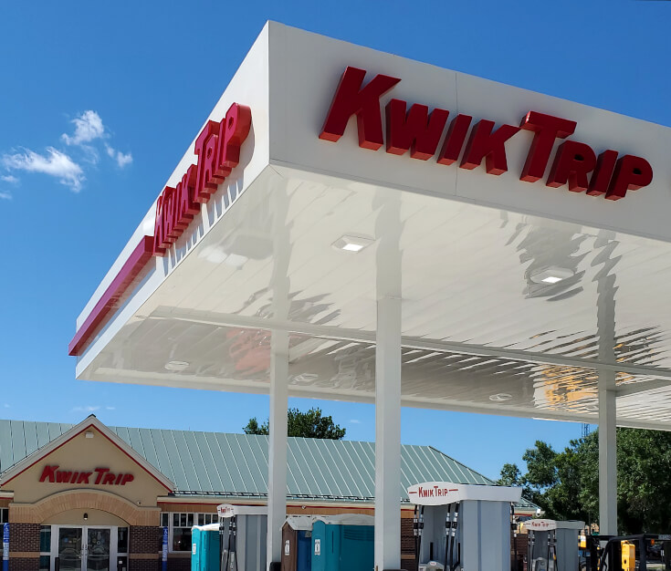 Kwik Trip Willmar MN Gas Canopy and building channel letters