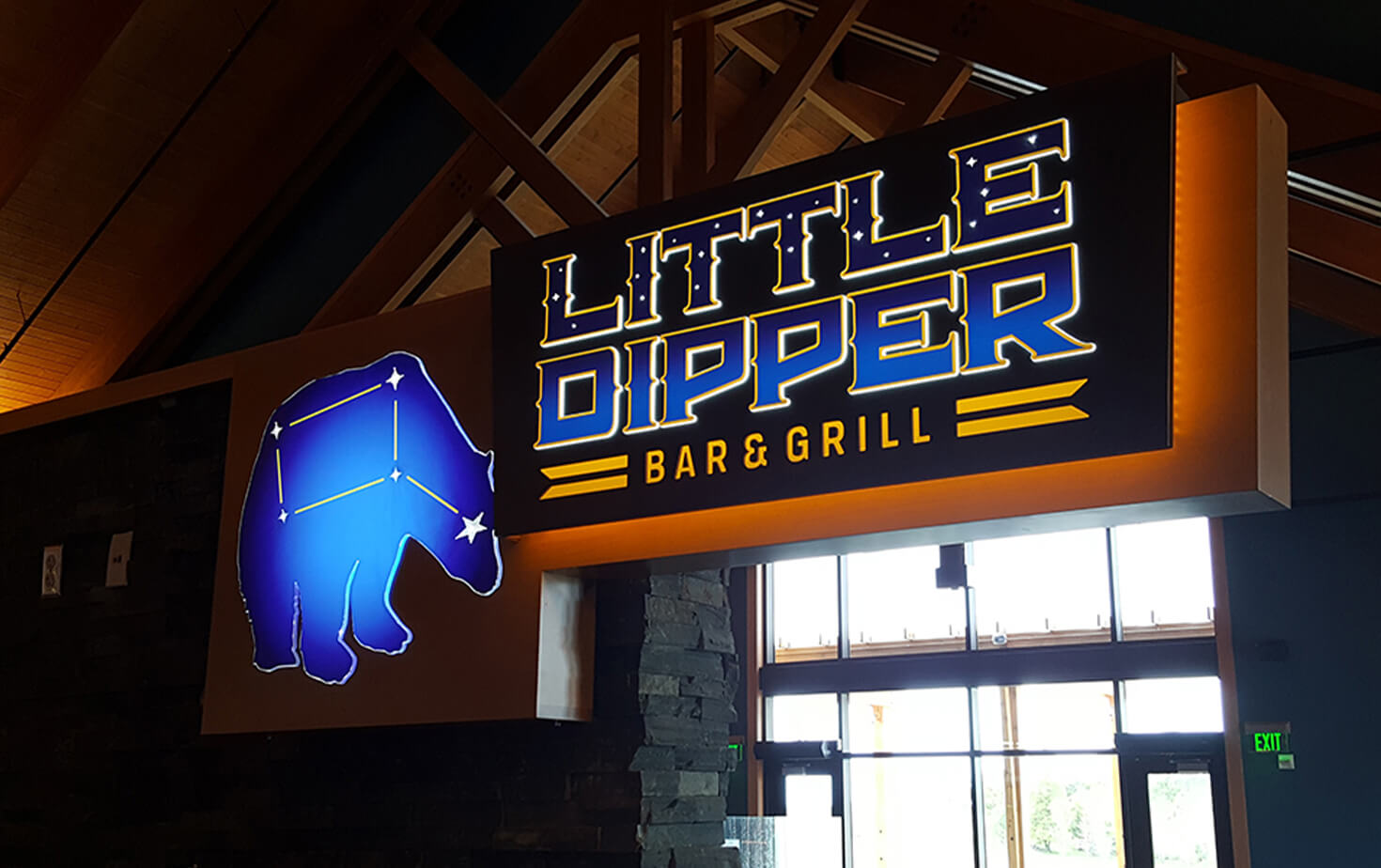 Shooting Start Casino Litter Dipper Bar and Grill Custom Dynamic Illuminated Interior Sign