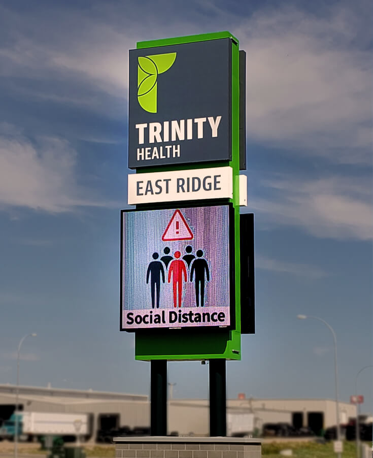 Trinity Health East Ridge Pylon Sign with Daktronics Digital Display