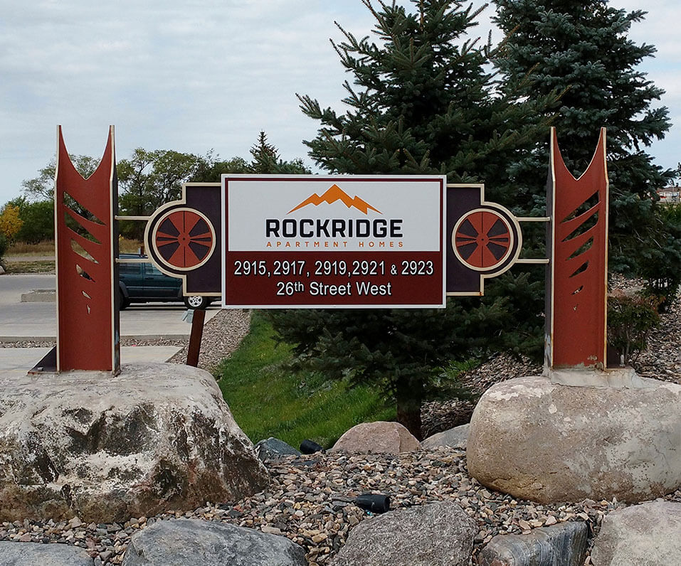 Custom Shaped Routed Monument sign for RockRidge Apartment Homes