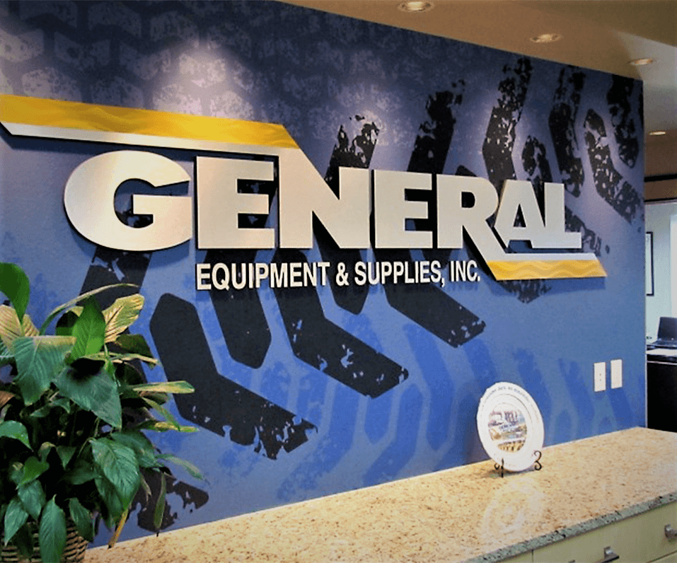 Interior Logo General Equipment and Supplies on custom printed wall paper