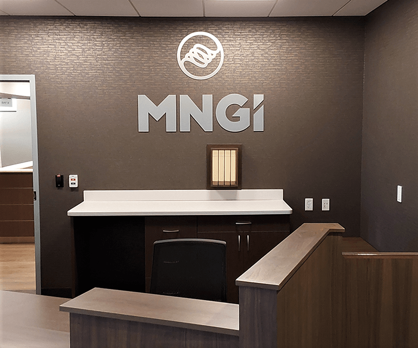 Interior Logo MNGI on textured wall paper