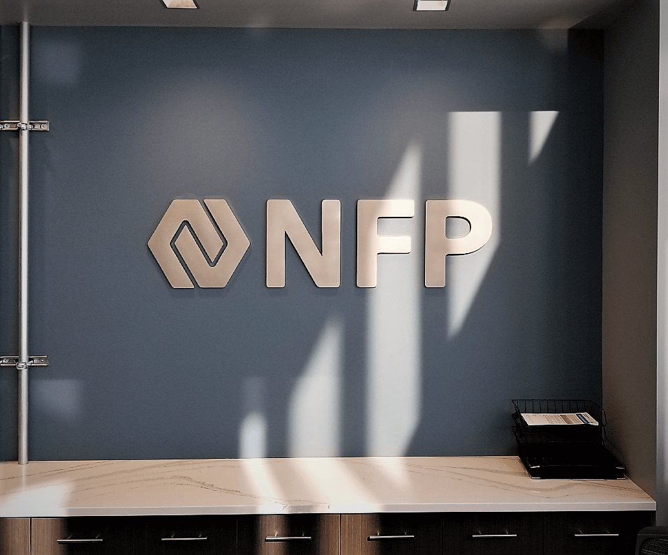 Interior Logo NFP PVC letters in reception area