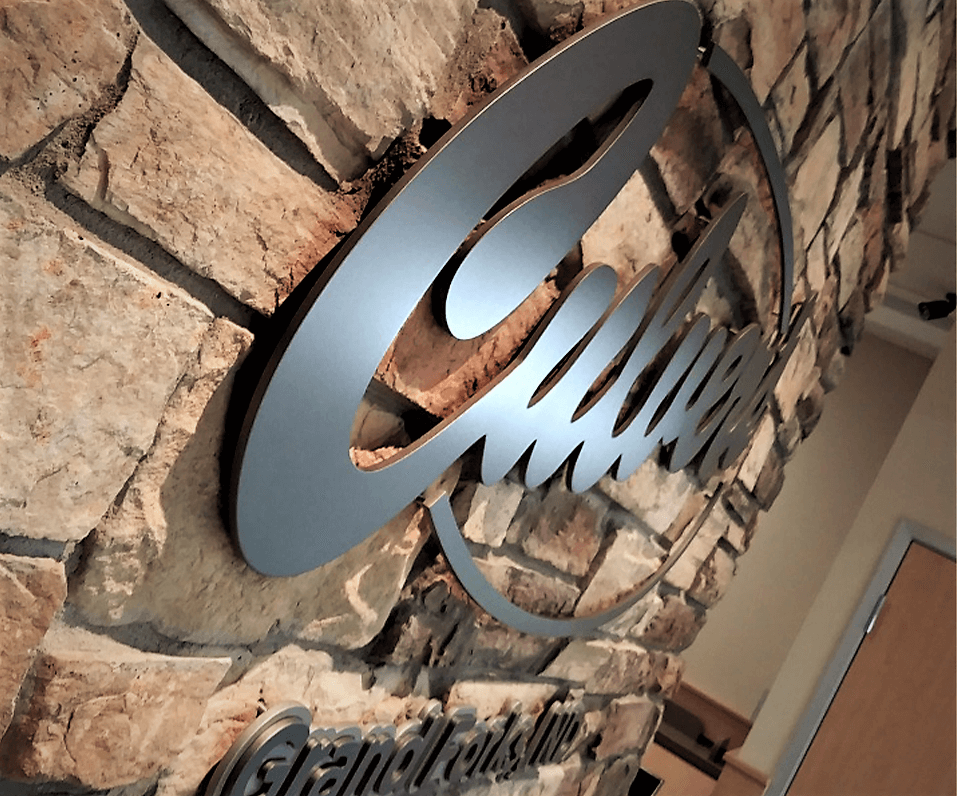 Interior Logo for Culvers stud mounted on stone wall
