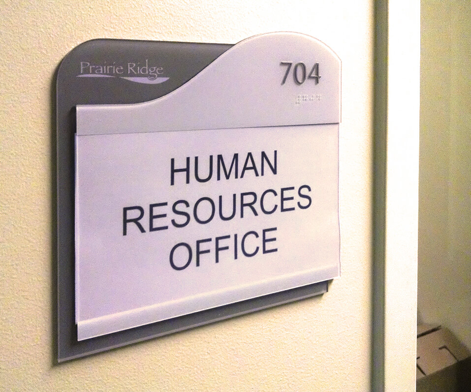 Prairie Ridge Hospital Layered ADA Sign for Human Resources