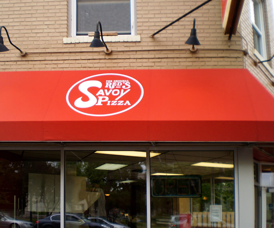 The Original Red's Savoy Pizza Illuminated Red Awning