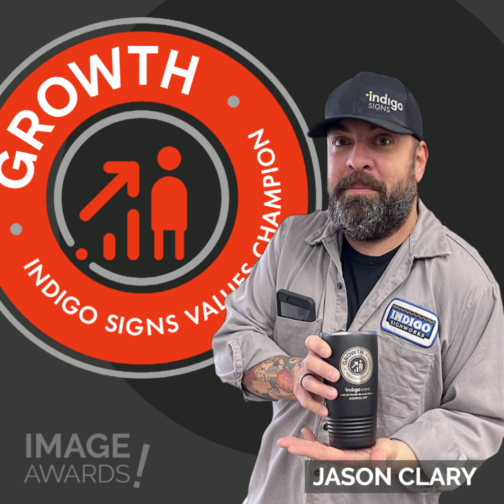 Jason Clary Growth IMAGE Awards Winner posing with custom mug